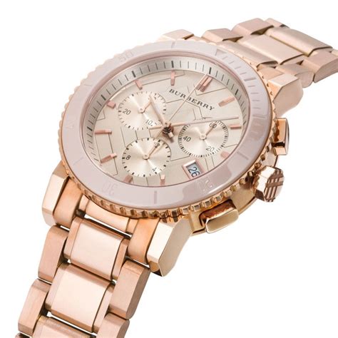 ladies burberry watch with rose gold bracelet bu9703|BURBERRY Stainless Steel 38mm City Chronograph Quartz .